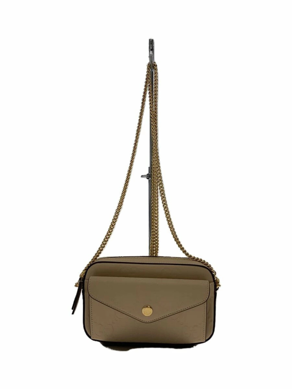 Gucci beige GG Jumbo Front Pocket Chain Bag embossed flap Brown